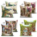 - Suet-K4luset288-Gorsel2 - Realhomes Dekoratif Manzara 4'lü Çift Taraflı Süet Yastık Kırlent Kılıf Seti Realhomes