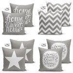- Suet-K4luset293-Gorsel2 - Realhomes  Gri Zemin Home Sweet 4'lü Çift Taraflı Süet Yastık Kırlent Kılıf Seti Realhomes