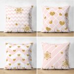 - Suet-K4luset300-Gorsel1 - Realhomes Pembe Zemin Soft Zigzag 4'lü Çift Taraflı Süet Yastık Kırlent Kılıf Seti Realhomes