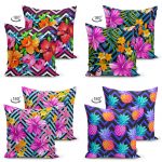 - Suet-K4luset305-Gorsel2 - Realhomes Rengarenk Çiçekler 4'lü Çift Taraflı Süet Yastık Kırlent Kılıf Seti Realhomes