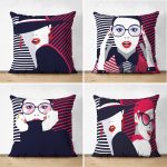 - Suet-K4luset307-Gorsel1 - Realhomes  Kadın Figurlu Kalem Desenli 4'lü Çift Taraflı Süet Yastık Kırlent Kılıf Seti Realhomes