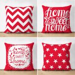 - Suet-K4luset310-Gorsel1 - Realhomes  Kırmızı Zemınlı Dekoratif 4'lü Çift Taraflı Süet Yastık Kırlent Kılıf Seti Realhomes