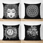 - Suet-K4luset4-Gorsel1 - Realhomes  Siyah Beyaz Medusa Tasarımlı 4'Lü Çift Taraflı Süet Kırlent Kılıf Seti Realhomes