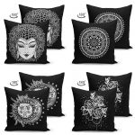 - Suet-K4luset4-Gorsel2 - Realhomes  Siyah Beyaz Medusa Tasarımlı 4'Lü Çift Taraflı Süet Kırlent Kılıf Seti Realhomes