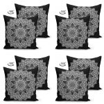 - Suet-K4luset47-Gorsel2 - Realhomes  Realhomes Çift Taraflı Mandala Desen Tasarımlı Dijital Baskılı 4'Lü Süet Kırlent Kılıf Seti Realhomes