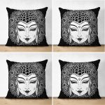 - Suet-K4luset48-Gorsel1 - Realhomes Siyah Zeminde Medusa Özel tasarım Dijital Baskılı Çift Taraflı Süet Yastık Kırlent Kılıf Seti Realhomes