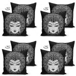 - Suet-K4luset48-Gorsel2 - Realhomes Siyah Zeminde Medusa Özel tasarım Dijital Baskılı Çift Taraflı Süet Yastık Kırlent Kılıf Seti Realhomes
