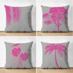 - Suet-K4luset51-Gorsel1 - Realhomes Gri Zeminde Fuşya Ağaç Motifli Dekoratif Dijital Baskılı 4'Lü Çift Taraflı Süet Kırlent Kılıf Seti Realhomes