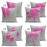 - Suet-K4luset51-Gorsel2 - Realhomes Gri Zeminde Fuşya Ağaç Motifli Dekoratif Dijital Baskılı 4'Lü Çift Taraflı Süet Kırlent Kılıf Seti Realhomes