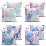 - Suet-K4luset59-Gorsel2 - Realhomes  Renkli Yaprak Tropik Yaprak Özel Tasarım Dijital Baskılı 4'Lü Çift Taraflı Süet Kırlent Kılıf Seti Realhomes