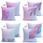 - Suet-K4luset60-Gorsel2 - Realhomes  Neon Tropik Yaprak Desenli Dijital Baskılı Özel Tasarım 4'Lü Çift Taraflı Süet Kırlent Kılıf Seti Realhomes