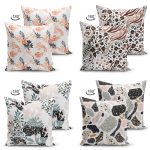Geometrik ve Leopar Desen Tasarımlı Dijital Baskılı 4'lü Çift Taraflı Süet Yastık Kırlent Kılıf Seti Realhomes