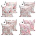 - Suet-K4luset71-Gorsel2 - Realhomes  Geometrik Mermer Desenli Pembe Çiçek Motifli 4'lü Çift Taraflı Süet Yastık Kırlent Kılıf Seti Realhomes