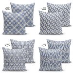 - Suet-K4luset87-Gorsel2 - Realhomes Kot Zemin Üzerinde Geometrik Şekiller Motifli 4'lü Çift Taraflı Süet Yastık Kırlent Kılıf Seti Realhomes