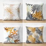 - Suet-K4luset98-Gorsel1 - Realhomes  Gold Tropik Yapraklı Dekoratif Dijital Baskılı 4'lü Çift Taraflı Süet Yastık Kırlent Kılıf Seti Realhomes