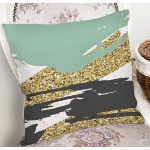 Gold Detaylı Modern Motifler Dijital Baskılı Modern Yastık Kırlent Kılıfı Realhomes