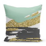 Gold Detaylı Modern Motifler Dijital Baskılı Modern Yastık Kırlent Kılıfı Realhomes