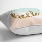 Gold Hello Yazılı Modern Motifler Dijital Baskılı Modern Yastık Kırlent Kılıfı Realhomes