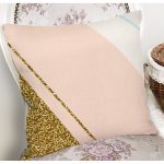 - 7006 - Realhomes Pembe Krem Gold Motifli Dijital Baskılı Modern Yastık Kırlent Kılıfı Realhomes