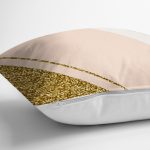 - 7006 - Realhomes Pembe Krem Gold Motifli Dijital Baskılı Modern Yastık Kırlent Kılıfı Realhomes