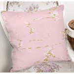 - 7008 - Realhomes Pembe Zemin Mermer Motifli Dijital Baskılı Modern Yastık Kırlent Kılıfı Realhomes