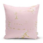 - 7008 - Realhomes Pembe Zemin Mermer Motifli Dijital Baskılı Modern Yastık Kırlent Kılıfı Realhomes