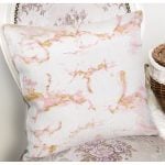 Mermer Motifli Gold İşlemeli Dijital Baskılı Modern Yastık Kırlent Kılıfı Realhomes