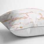 Mermer Motifli Gold İşlemeli Dijital Baskılı Modern Yastık Kırlent Kılıfı Realhomes