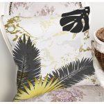 Mermer Zeminli Gold Ve Siyah Yapraklar Dijital Baskılı Modern Kırlent Kılıfı Realhomes