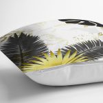 Mermer Zeminli Gold Ve Siyah Yapraklar Dijital Baskılı Modern Kırlent Kılıfı Realhomes