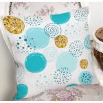 - 7018 - Realhomes  Beyaz Zeminde Mavi Gold Puanlı Dijital Baskılı Modern Yastık Kırlent Kılıfı Realhomes