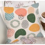 Ekru Zeminde Geometrik Zeminler Dijital Baskılı Modern Yastık Kırlent Kılıfı Realhomes