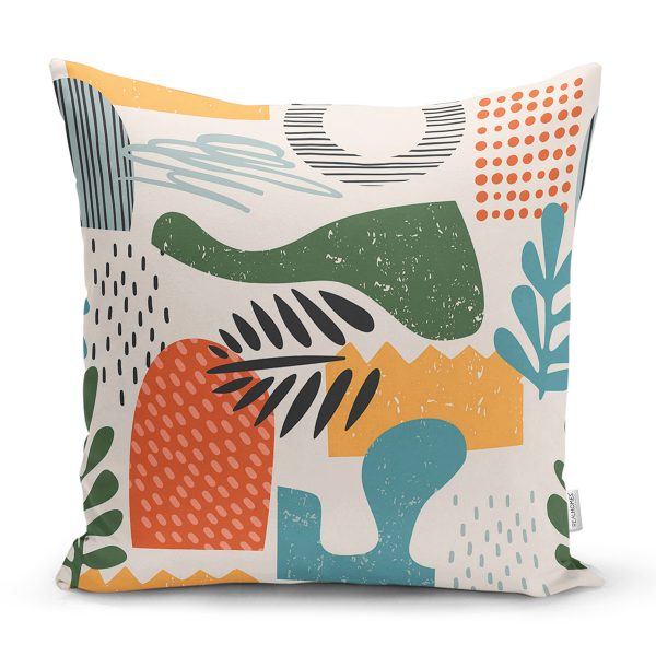 - 7021 - Realhomes  Beyaz Zeminde Mavi Gold Puanlı Dijital Baskılı Modern Yastık Kırlent Kılıfı Realhomes