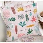 Renkli Amazon Yapraklı Motifler Dijital Baskılı Modern Yastık Kırlent Kılıfı Realhomes