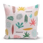 Renkli Amazon Yapraklı Motifler Dijital Baskılı Modern Yastık Kırlent Kılıfı Realhomes