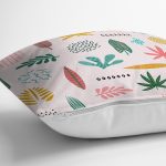 Renkli Amazon Yapraklı Motifler Dijital Baskılı Modern Yastık Kırlent Kılıfı Realhomes