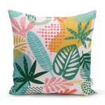 Soyut Renkli Yaprak Motifli Dijital Baskılı Modern Yastık Kırlent Kılıfı Realhomes