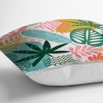 Soyut Renkli Yaprak Motifli Dijital Baskılı Modern Yastık Kırlent Kılıfı Realhomes