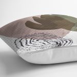 - 7028 - Realhomes  Beyaz Zeminde Suluboya Devetabanı Yaprak Motifli Modern Yastık Kırlent Kılıfı Realhomes