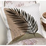 - 7029 - Realhomes Beyaz Zemin Minimal Yaprak Desenli Dijital Baskılı Modern Yastık Kırlent Kılıfı Realhomes