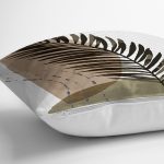 - 7029 - Realhomes Beyaz Zemin Minimal Yaprak Desenli Dijital Baskılı Modern Yastık Kırlent Kılıfı Realhomes