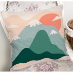 - 7031 - Realhomes Renkli Dağ Motifli Dijital Baskılı Modern Yastık Kırlent Kılıfı Realhomes