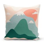 - 7031 - Realhomes Renkli Dağ Motifli Dijital Baskılı Modern Yastık Kırlent Kılıfı Realhomes