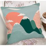 - 7033 - Realhomes Renkli Dağ Çizimli Dijital Baskılı Modern Yastık Kırlent Kılıfı Realhomes