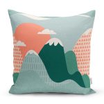 - 7033 - Realhomes Renkli Dağ Çizimli Dijital Baskılı Modern Yastık Kırlent Kılıfı Realhomes