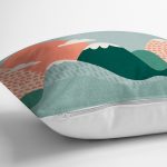 - 7033 - Realhomes Renkli Dağ Çizimli Dijital Baskılı Modern Yastık Kırlent Kılıfı Realhomes