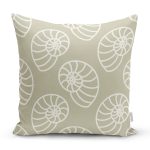 - 7040 - Realhomes  Vizon Zeminde Deniz Salyangozu Motifli Dijital Baskılı Modern Kırlent Kılıfı Realhomes