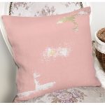 - 7043 - Realhomes  Pudra Zeminde Gold Ve Beyaz Detaylı Dijital Baskılı Modern Yastık Kırlent Kılıfı Realhomes
