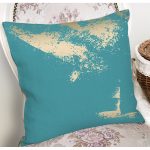 Turkuaz Zeminde Gold Detaylı Dijital Baskılı Modern Yastık Kırlent Kılıfı Realhomes