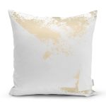 - 7045 - Realhomes Beyaz Zeminde Gold Detaylı Dijital Baskılı Modern Yastık Kırlent Kılıfı Realhomes